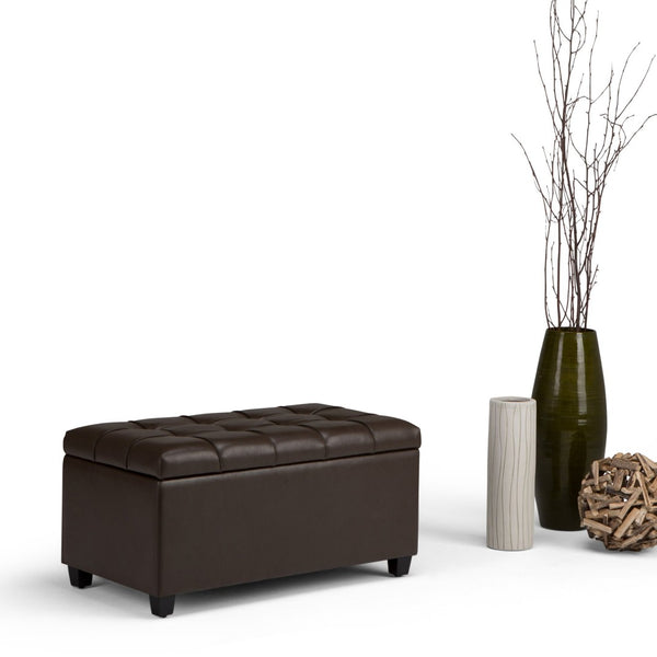 English Elm Sienna Storage Ottoman Bench - Stylish Chocolate Brown Faux Leather With Hidden Storage & Comfort B136P159113-GIGA