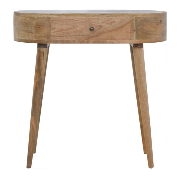 English Elm Albion Console with 1 Drawer and Nordic Legs — Solid Wood Light Brown Accent Table, Timeless Design Oak B182P166504