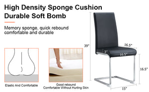 English Elm Modern PU Faux Leather Dining Chair Set – Sleek High-Back Upholstered Side Chairs for Kitchen, Office, Patio, Vanity (4) Black W1151P145210