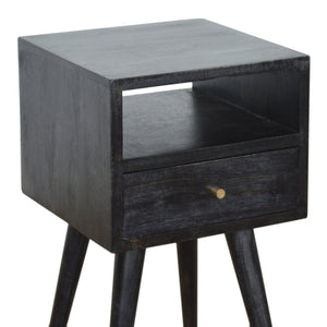 English Elm Mini Ash Black Nightstand Solid Wood Accent Table - Timeless, Compact 16" Square Nightstand for Modern Homes B182P166522