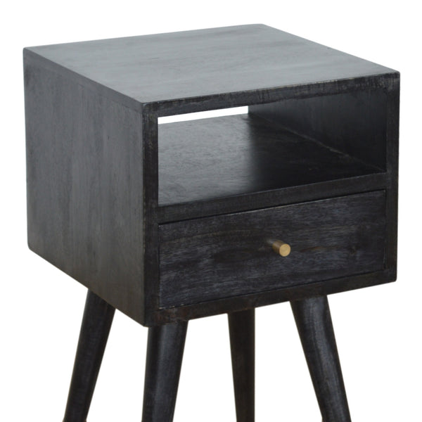English Elm Mini Ash Black Nightstand Solid Wood Accent Table - Timeless, Compact 16" Square Nightstand for Modern Homes B182P166522