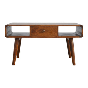 English Elm Solid Wood Curved Chestnut Coffee Table