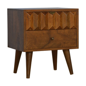 English Elm Chestnut Prism Bedside Nightstand - Stylish Solid Wood Table With Modern Design & Practical Storage B182P166498