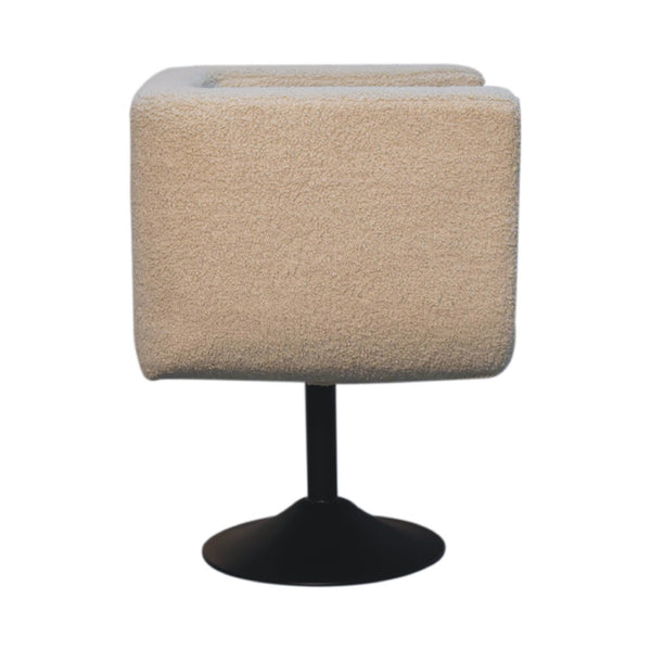 English Elm Cream Boucle Swivel Chair — Timeless Elegance, Cozy Plush Fabric, Wood Frame, Compact 29.5" L x 25.6" W B182P166629