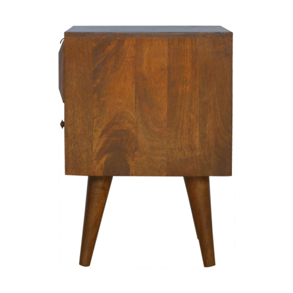 English Elm Chestnut Prism Bedside Nightstand - Stylish Solid Wood Table With Modern Design & Practical Storage B182P166498