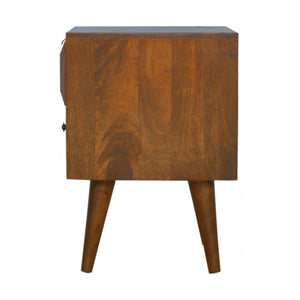 English Elm Chestnut Prism Bedside Nightstand - Stylish Solid Wood Table With Modern Design & Practical Storage B182P166498