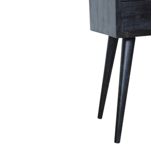 English Elm Mini Ash Black Nightstand Solid Wood Accent Table - Timeless, Compact 16" Square Nightstand for Modern Homes B182P166522