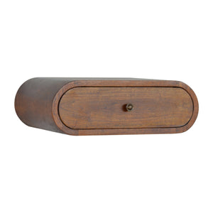 English Elm Wall-Mounted Chestnut Round Bedside Table with 1 Drawer, Solid Wood Floating Nightstand, 20.9x15.8x9.1" B182P166534