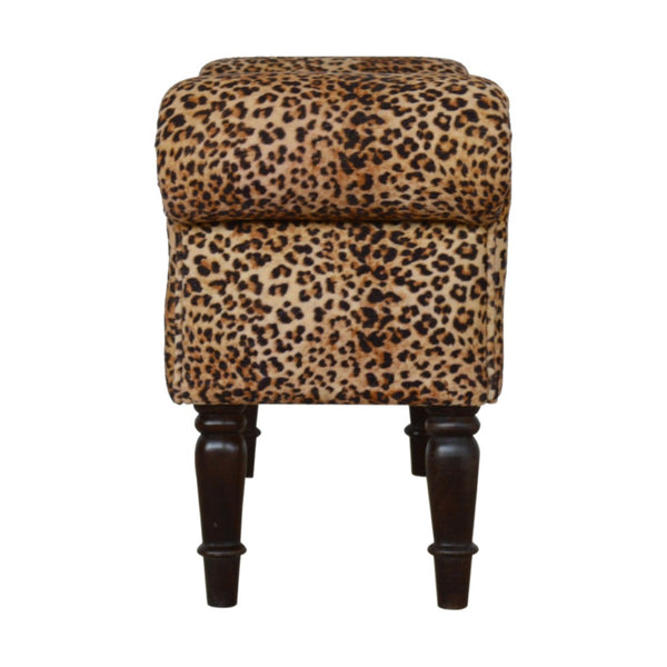 English Elm Leopard Print Velvet Upholstered Bench Bold Animal Pattern Accent Seat for Bedroom B182P166509