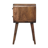 English Elm Solid Wood Mini Curved Grey Washed Bedside