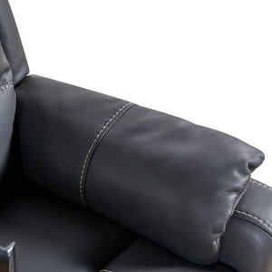 English Elm Liyasi Zero Gravity Power Recliner Eco Leather Massage Lumbar Heat Usb Charging Black W820S00076