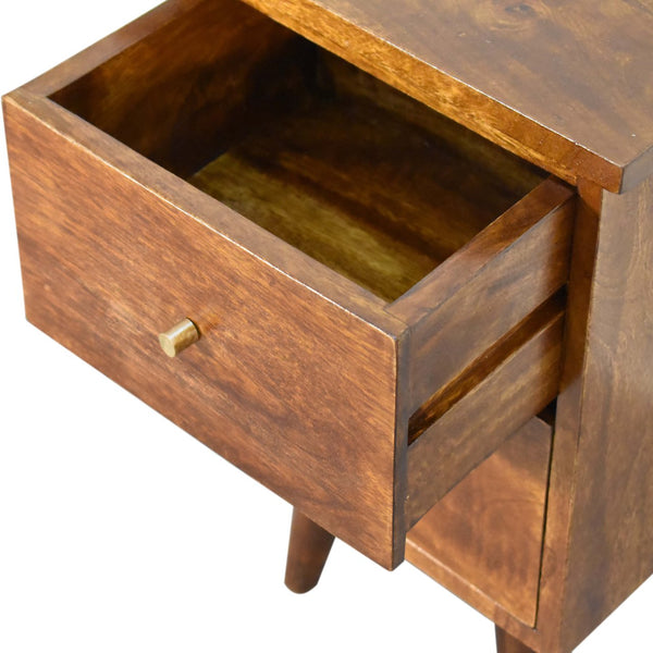 English Elm Chestnut Solid Wood Bedside Table – Timeless Elegance, Compact 17.7" Cube, Versatile Stylish Nightstand B182P166542