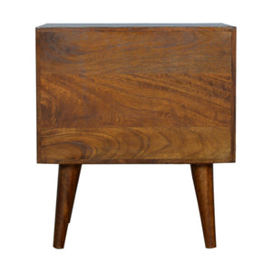 English Elm Chestnut Prism Bedside Nightstand - Stylish Solid Wood Table With Modern Design & Practical Storage B182P166498