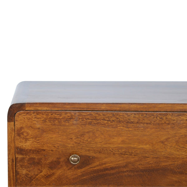 English Elm Curved Chestnut Chest – Solid Wood Curved Design, Timeless Elegance, Versatile Storage Accent for Living Room (33.46x17.72x28.35) B182P166491