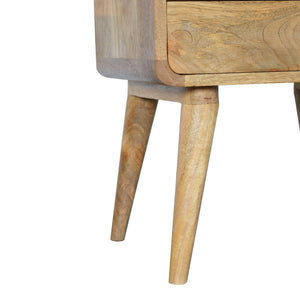 English Elm Curved Oak-ish Bedside Nightstand, Solid Wood Oak Finish, Timeless Curved Design, Compact 21.6" L x18" H B182P166527