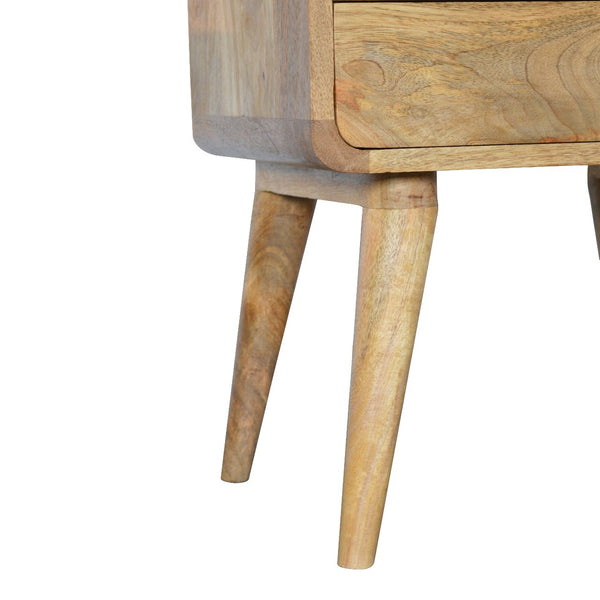 English Elm Curved Oak-ish Bedside Nightstand, Solid Wood Oak Finish, Timeless Curved Design, Compact 21.6" L x18" H B182P166527