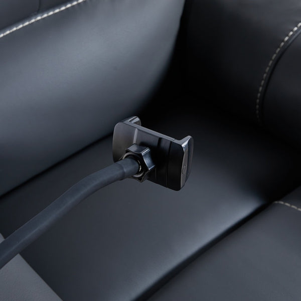 English Elm Liyasi Zero Gravity Power Recliner Eco Leather Massage Lumbar Heat Usb Charging Black W820S00076