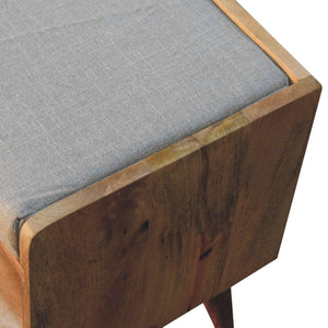 English Elm Oak-Ish Nordic Storage Bench - Upholstered Comfort With Open Storage, Grey & Brown, Chic Design B182P166670