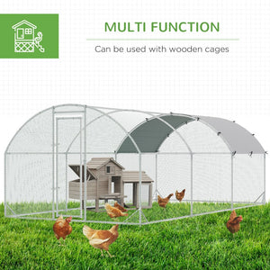 English Elm Pawhut Walk-in Galvanized Steel Chicken Run with Dome Canopy for Yard Farm Use W2225P166433