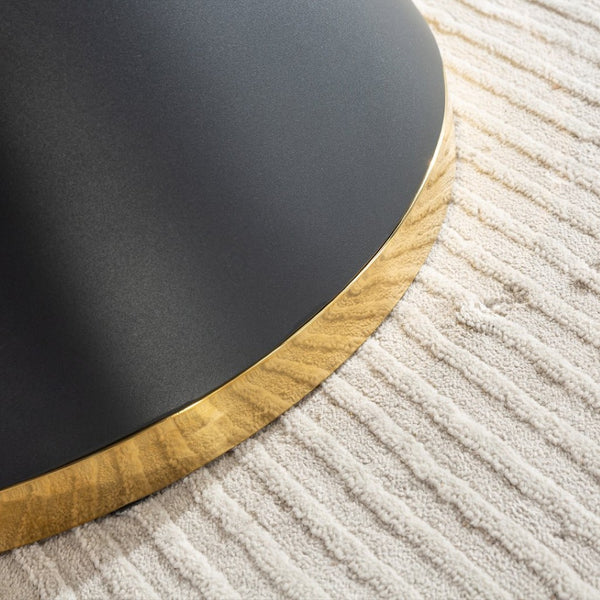 English Elm Black Marble Print Round Dining Table Gold Accent Base Glam Contemporary Seating W1311S00051