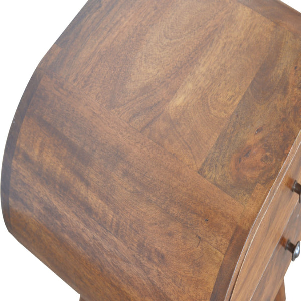 English Elm Chestnut Circular Nightstand - Solid Wood, Elegant Design, Perfect For Small Spaces & Modern Decor B182P166515