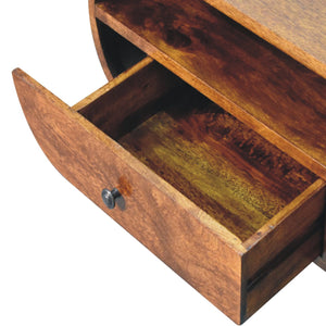 English Elm Chestnut Circular Tv Stand With 2 Drawers & Open Slot - Nordic Style For Modern Living Rooms B182P166653