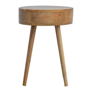 English Elm Nordic Circular Bedside Table Oak - 1-Drawer Solid Wood Nightstand, Minimalist Modern Design B182P166492