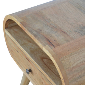 English Elm Circular Oak Nightstand with 1 Drawer & Open Slot, Solid Wood Nordic Legs, Timeless Modern Accent B182P166507