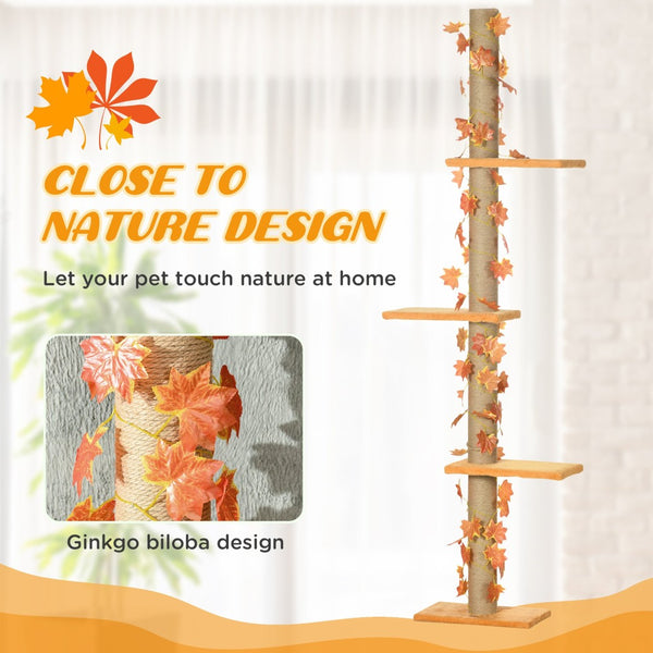 English Elm Pawhut Adjustable Floor to Ceiling Cat Tower with Sisal Posts and Plush Perches W2225P166437