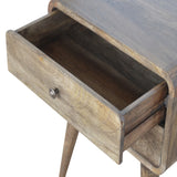 English Elm Curved Classic Grey Washed Bedside