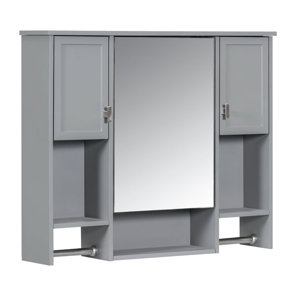 English Elm 35'' Modern Wall-Mounted Medicine Cabinet with Mirror, Ample Storage, Adjustable Shelves & Towel Bar Grey WF317173AAE