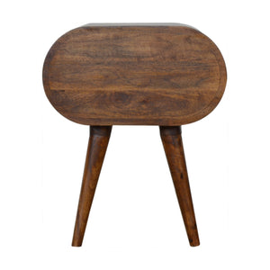 English Elm Chestnut Circular Nightstand - Solid Wood, Elegant Design, Perfect For Small Spaces & Modern Decor B182P166515
