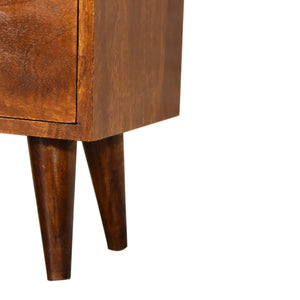 English Elm Chestnut Solid Wood Bedside Table – Timeless Elegance, Compact 17.7" Cube, Versatile Stylish Nightstand B182P166542