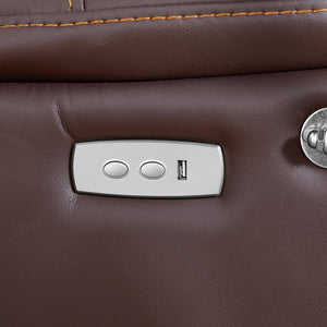 English Elm Liyasi Zero Gravity Power Recliner Eco Leather Massage Lumbar Heat Usb Charging Brown W820S00075