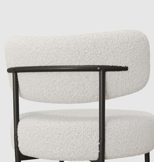 English Elm 51.2'' Modern Dining Table Set With Glass Top & 4 Plush White Teddy Velvet Chairs For Stylish Spaces W2189S00264