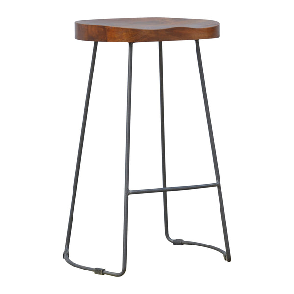English Elm Industrial Chunky Bar Stool Chestnut Wood Metal 31.5"H Rustic Modern Counter Seat for Cozy Kitchens B182P166563