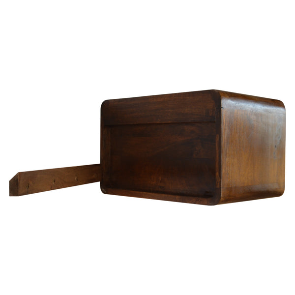 English Elm Floating Curved Chestnut Bedside Table – Modern, Wall-Mounted Design For Stylish, Space-Saving Elegance B182P166500