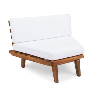 English Elm Hillcrest Solid Acacia Corner Sofa with Built-in Side Table for Outdoor Living 61288.00SBWHI-L-R-TSET