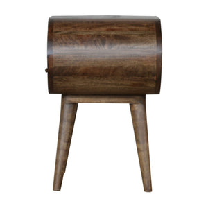 English Elm Grey Washed Circular Bedside Solid Wood Nightstand, Gray Wash Finish, Timeless Elegant Accent Table for Cozy Contemporary Rooms B182P166526