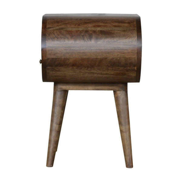 English Elm Grey Washed Circular Bedside Solid Wood Nightstand, Gray Wash Finish, Timeless Elegant Accent Table for Cozy Contemporary Rooms B182P166526