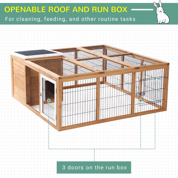 English Elm Pawhut Fir Wood Rabbit Hutch Outdoor Indoor Small Animal Cage with Ventilated Run W2225P166457
