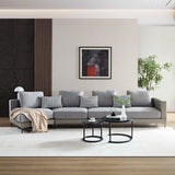 Hearth and Haven Modern Sectional Sofa, Luxury Fabric Couch Sectional Chaise Lounge 3 Pillows, 4 Cushions and Seat Corner Sofa Couch For Living Room, Office, Apartment W509S00076