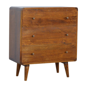 English Elm Curved Chestnut Chest – Solid Wood Curved Design, Timeless Elegance, Versatile Storage Accent for Living Room (33.46x17.72x28.35) B182P166491