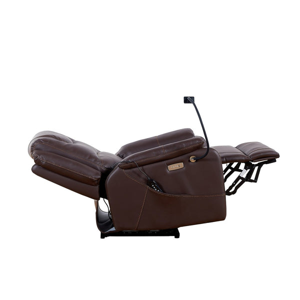 English Elm Liyasi Zero Gravity Power Recliner Eco Leather Massage Lumbar Heat Usb Charging Brown W820S00075