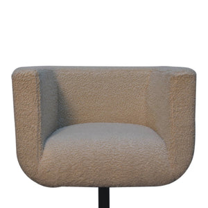 English Elm Cream Boucle Swivel Chair — Timeless Elegance, Cozy Plush Fabric, Wood Frame, Compact 29.5" L x 25.6" W B182P166629