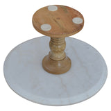 English Elm Cake Stand With Marble Top