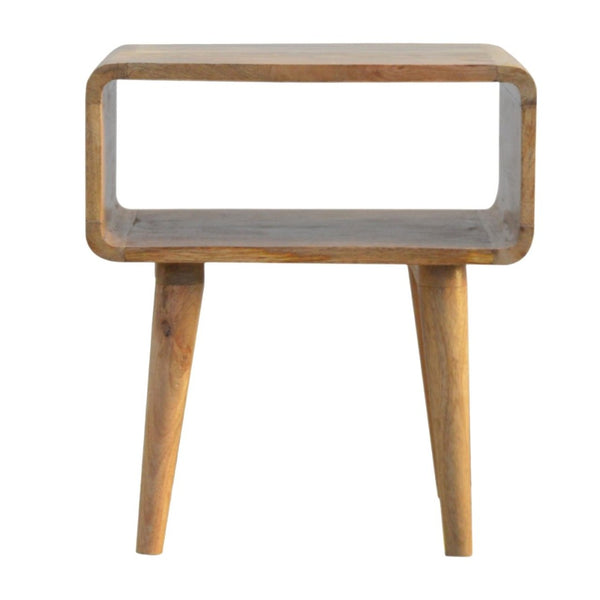 English Elm Solid Mango Wood Open Shelf Nightstand Sculpted Organic Bedroom Accent Table B182P202477