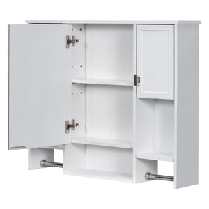 English Elm 35'' Modern Wall-Mounted Medicine Cabinet with Mirror, Ample Storage, Adjustable Shelves & Towel Bar White WF317173AAK
