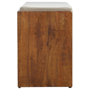 English Elm Mud Linen Pull-Out Shoe Bench With 2 Shelves For Stylish Storage And Seating In Chestnut Finish B182P166490