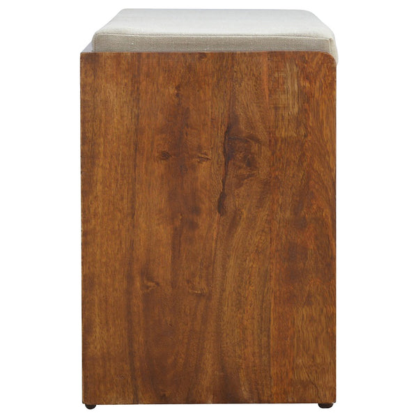 English Elm Mud Linen Pull-Out Shoe Bench With 2 Shelves For Stylish Storage And Seating In Chestnut Finish B182P166490